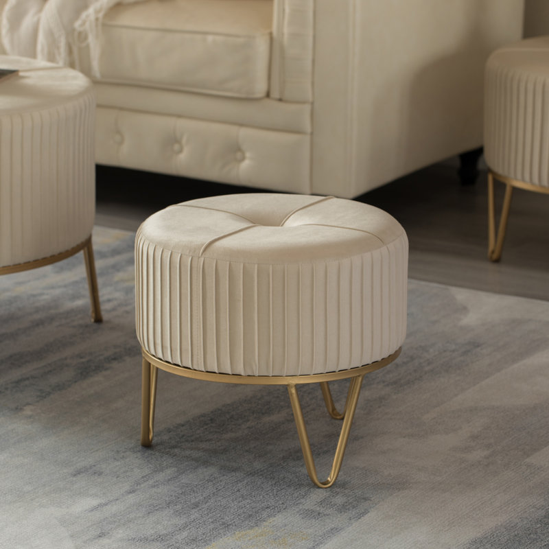 Presten Upholstered Ottoman, Cream Revolution Performance Fabrics