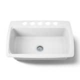 Cape Dory® 33" L x 22" W x 9-5/8" Under-Mount Single-Bowl Kitchen Sink with 5 Oversize Faucet Holes
