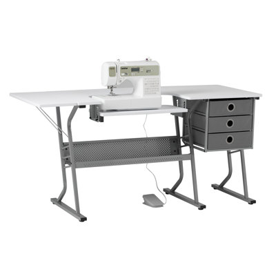 Table de couture 60,25 po x 23,75 po avec plateforme pour machine à coudre