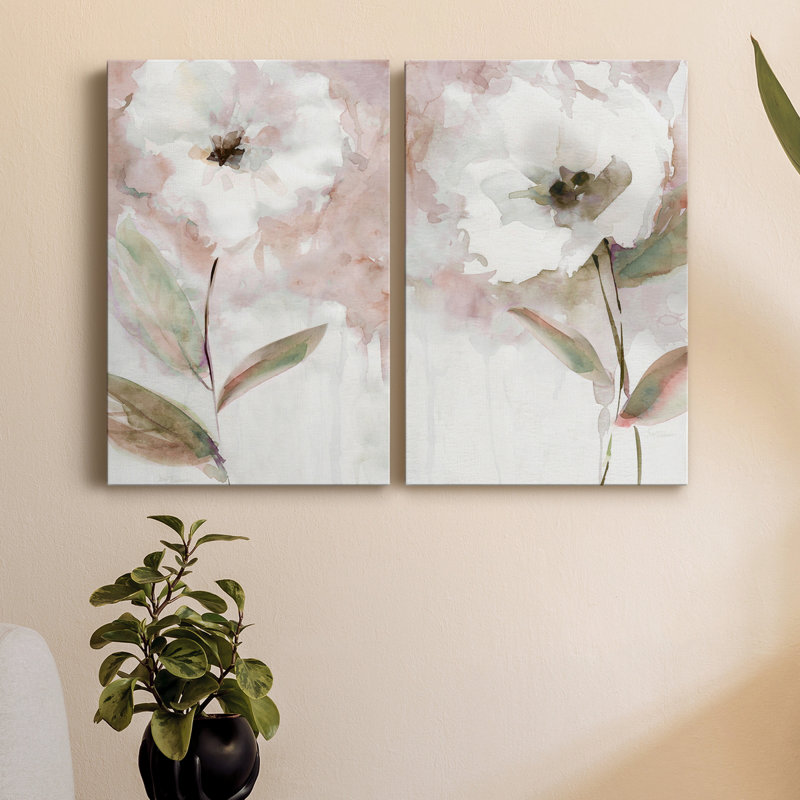 Summer Bloom I - Ensemble de 2 peintures sur toiles, H 12 po x l 16 po x P 1 po, Toile tendue