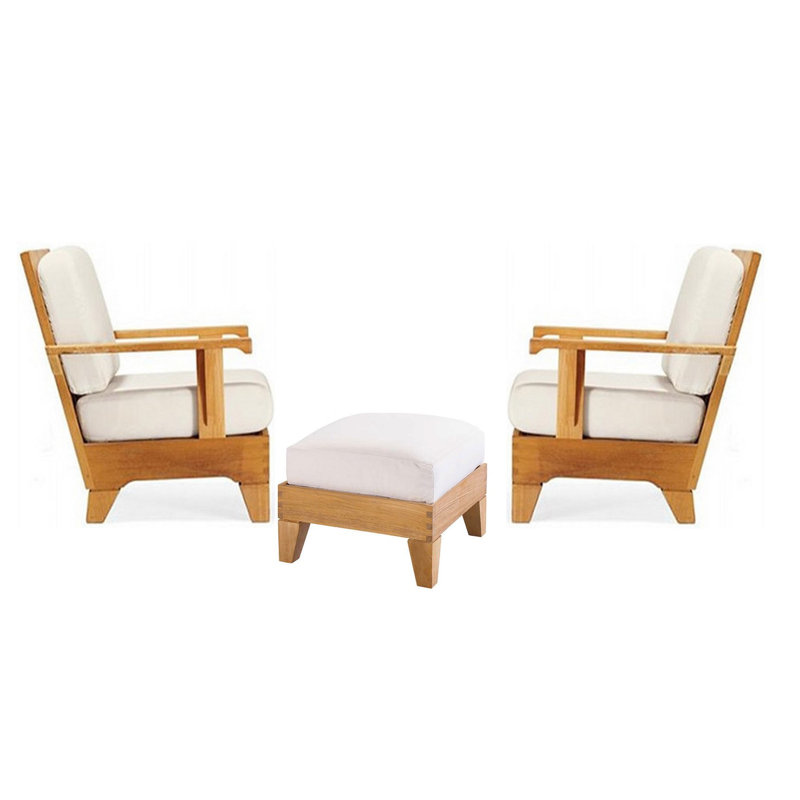 Caranas Outdoor Lounge Chair with Ottoman , Sunbrella® Cushions Included, Natural