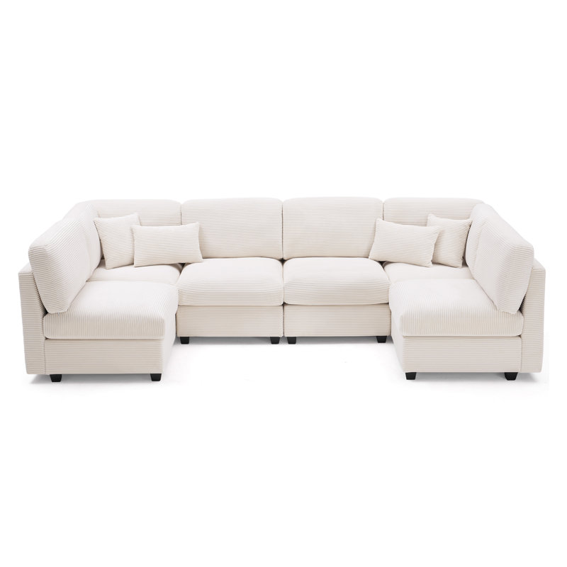 Canapé modulaire convertible 125 pièces en velours côtelé 125 pièces, Beige