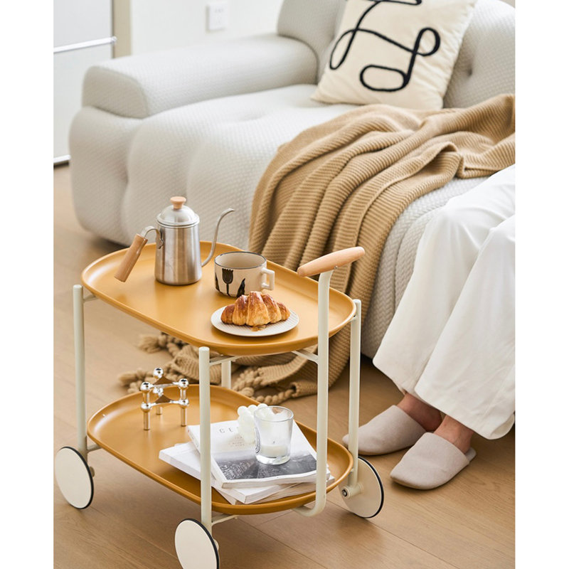 Table basse mobile avec chariot et poussette