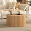 Table basse vibrante ronde avec rangement VibeHaus, petite table basse en bois cannelé pour petits espaces-130905408