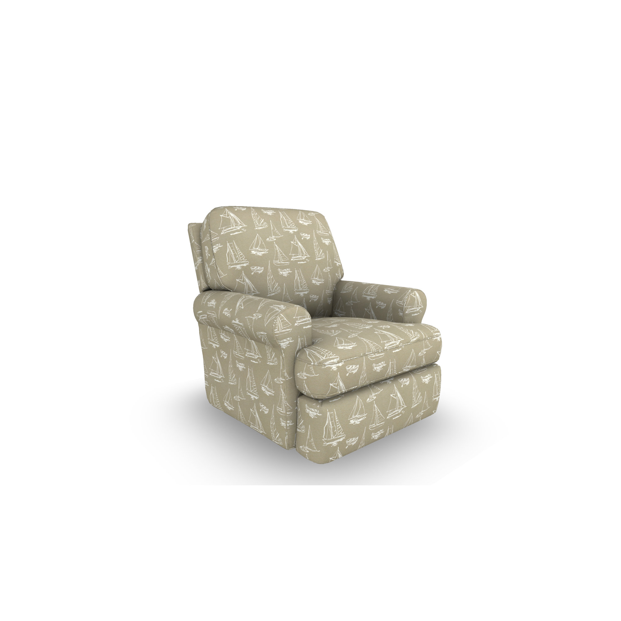 Aubry Upholstered Swivel Reclining Glider, Below Deck Linen Nautical Performance