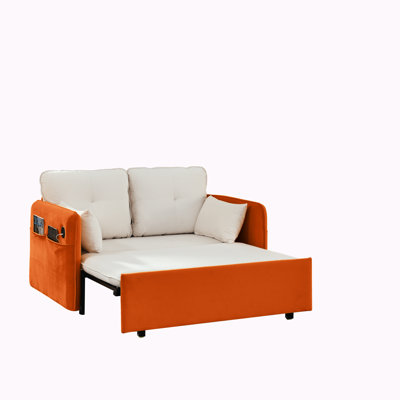 Canapé modulaire moderne de 53 po avec port d'alimentation USB Ellishia, canapé-lit escamotable avec 2 coussins, canapé, canapé