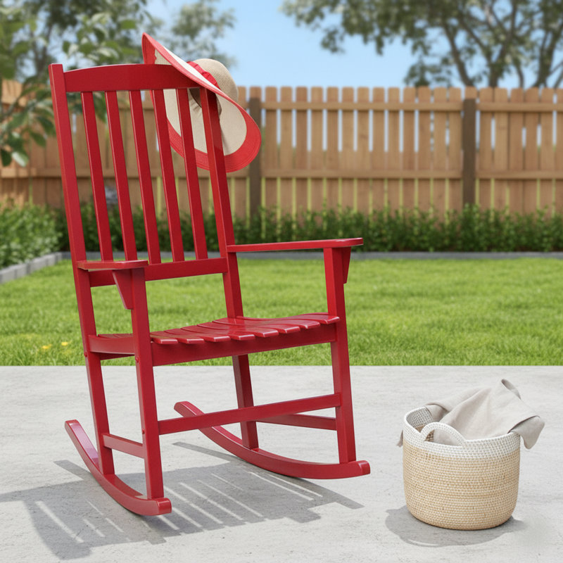 Chaise berçante d'extérieur en acajou Boulder, Rouge