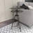 Simen Metal Film Reel Side End Black Accent Table with Tripod Legs and Glass Top