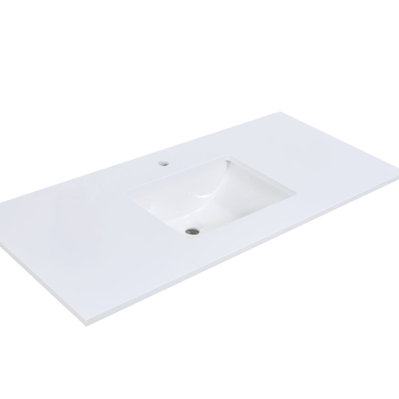 Snow White 49 in. Stone Vanity Top with Integrated Sink