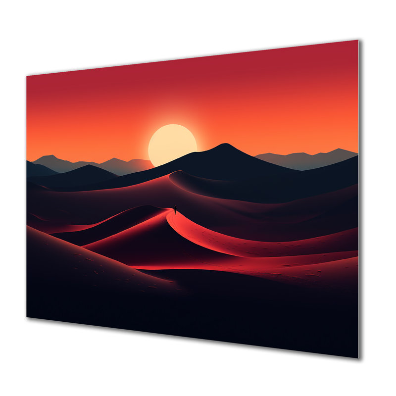 Désert, lever de soleil, horizon sur la planète Mars I - désert, art mural en métal, H 30 po x l 40 po x P 1,5 po