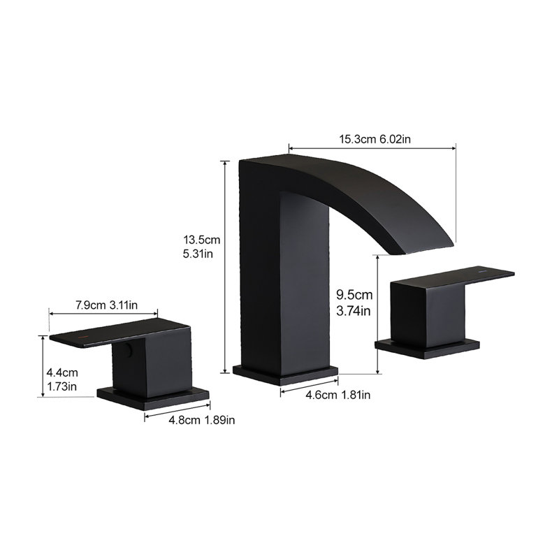 Bathroom Stainless Steel Faucets For Sink 3 Hole 8 Inch Widespread Bathroom Sink Faucet Double Lever Handle Faucet Bathroom Vanity Faucet Basin Mixer Tap Faucet With Hose