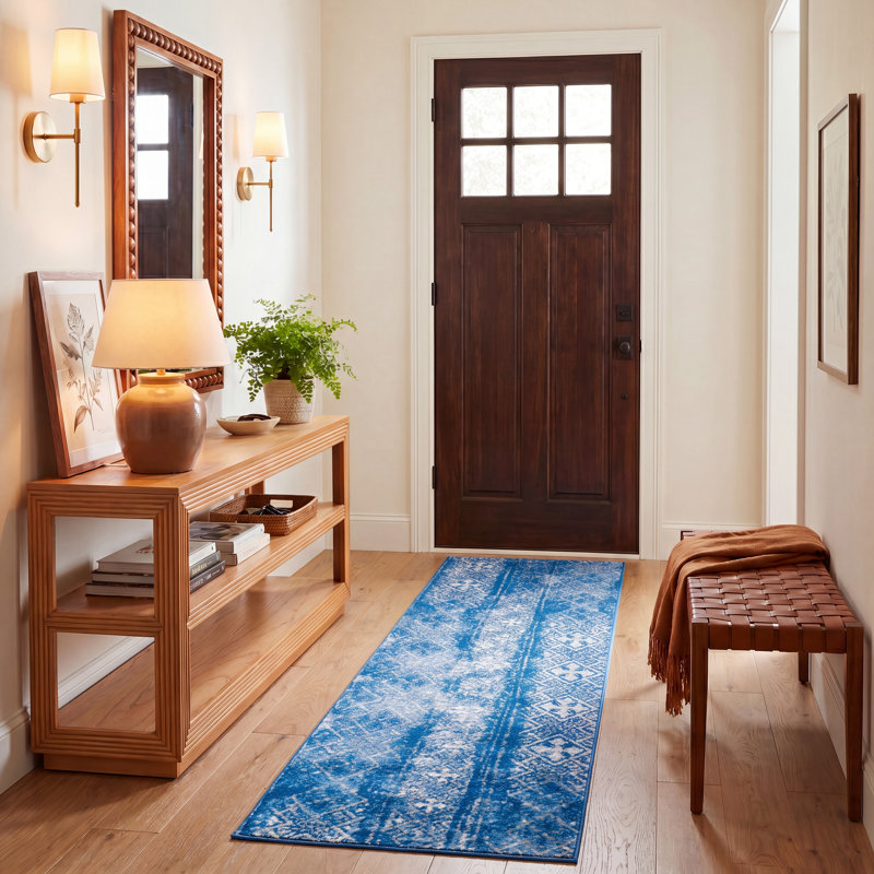 Tapis à motif géométrique Nicarla, Tapis de couloir 2 pi 6 po x 8 pi