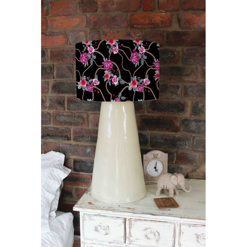 Chain and Flowers 25 cm H Drum Cotton Lamp Shade ( Uno )