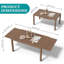 Table de salle à manger extensible pour 4 à 8 personnes en PEHD à grain de bois et cadre en aluminium avec verrous de sécurité et pieds réglables-1647295002