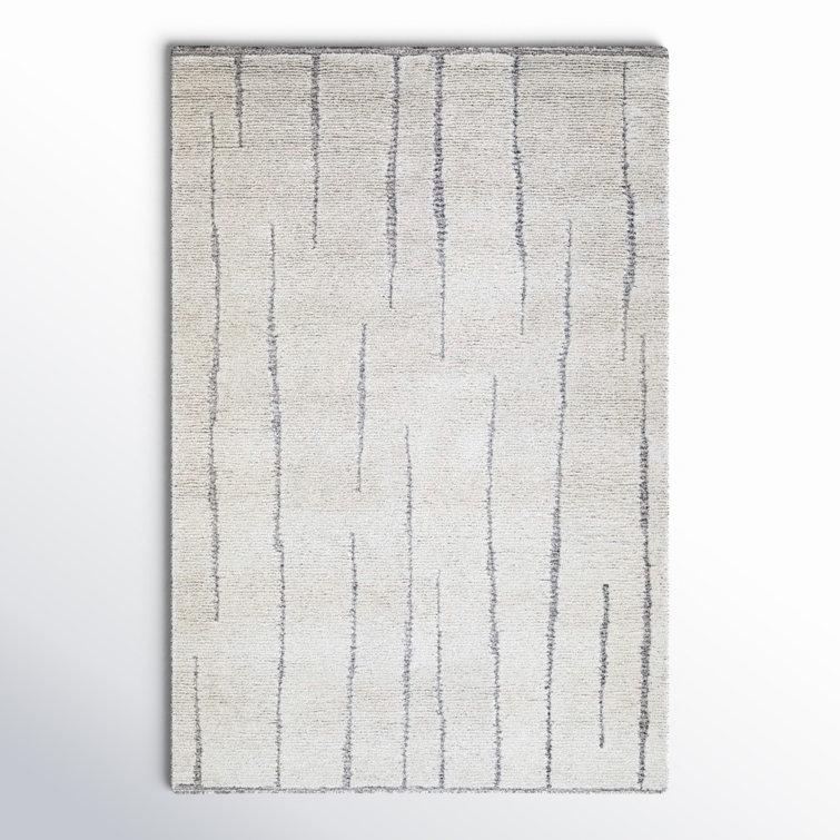 Keagan Abstract Handmade Tufted Wool Area Rug in Charcoal/Ivory/Brown