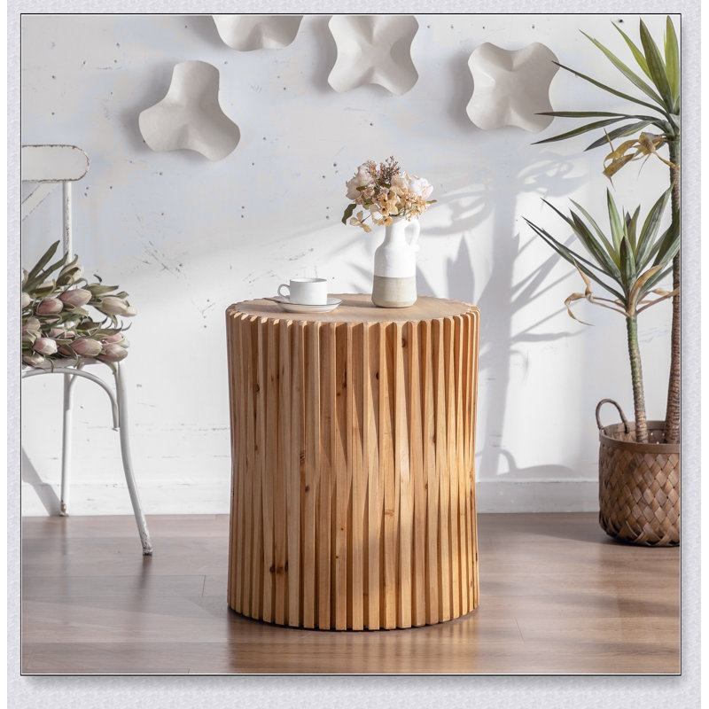Cherif Solid Coffee Table,End Table, Cylindrical Coffee Table,Column Side Table