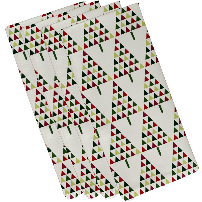 Christmass Triangle Trees 4 Piece Napkin Set, Green