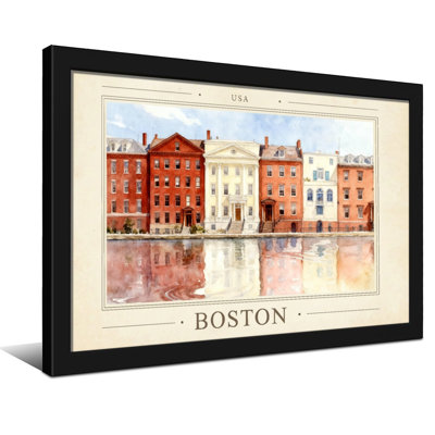 «Scenic & Cityscapes Boston Waterfront Buildings Reflections», reproduction d'art