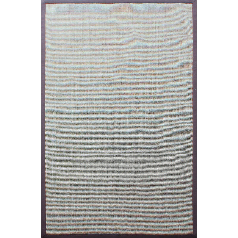 Ivory and Brown Handmade Sisal and Cotton Rectangular Rug