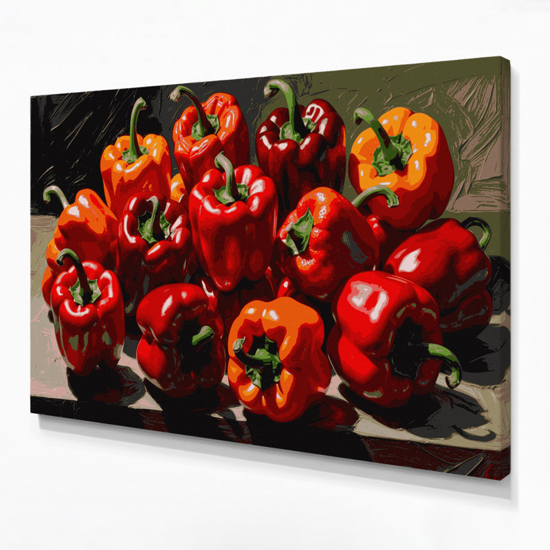 Art mural sur toile poivrons légumes, H 16 po x l 20 po