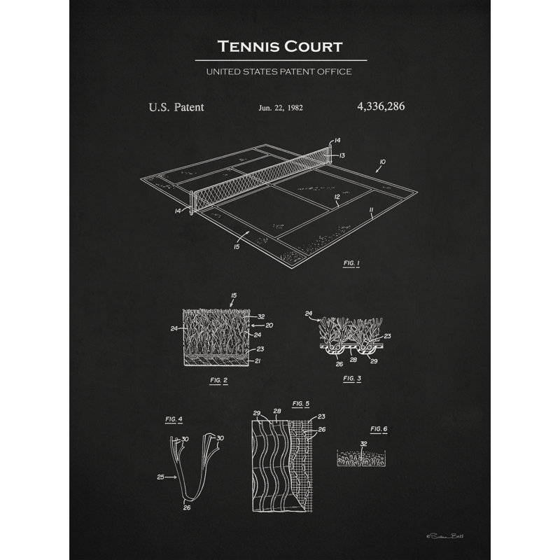 «Tennis Court» par Susan Ball - reproduction d'art sur toile tendue, H 36 po x l 24 po x P 1,25 po