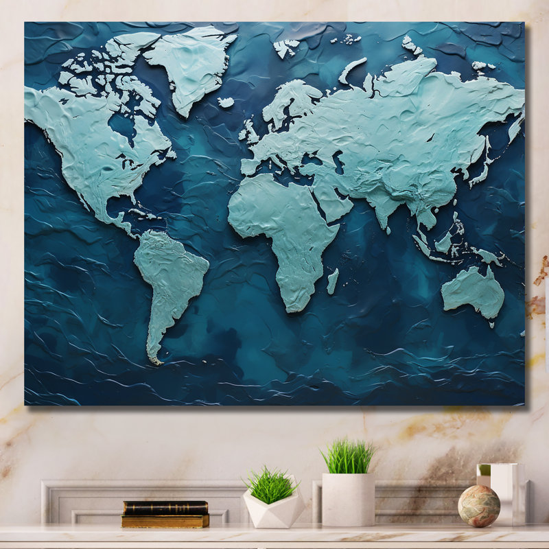 «Oceanic Ombre World Map» sur toile, H 24 po x l 32 po x P 1 po, Toile tendue