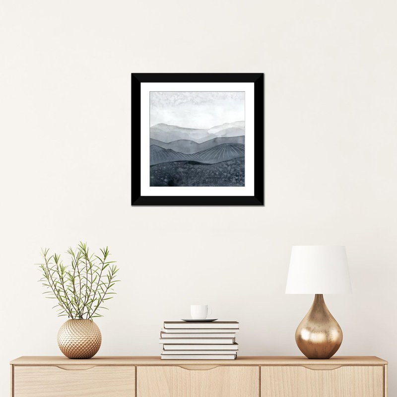«Blustering Valley I», impression sur toile, Papier d'art encadré noir, H 16 po x l 16 po x P 1 po, Blanc