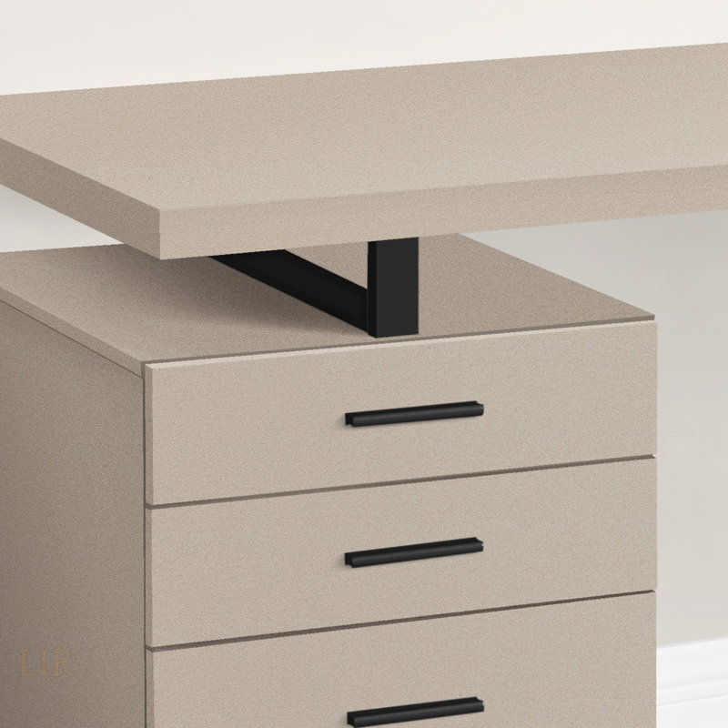 Bureau d'ordinateur, gauche, configuration à droite, tiroirs de rangement, L 48 po, travail, stratifié beige, métal noir