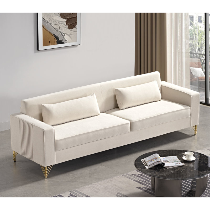 Canapé en velours de 85,8 po Nathally, Velours beige