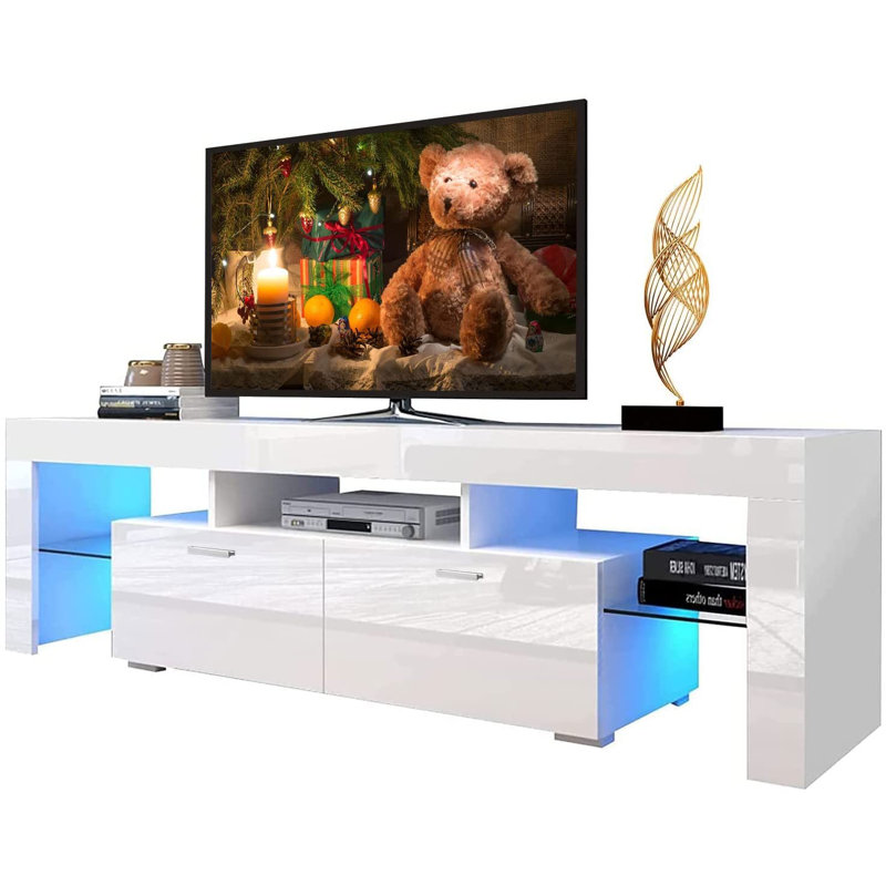 Meuble télé avec meuble télé à DEL pour meuble télé blanc 65 po avec lumières DEL