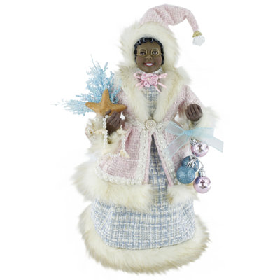 16" Ethnic Pink & Blue Textured Chenille Mrs. Claus