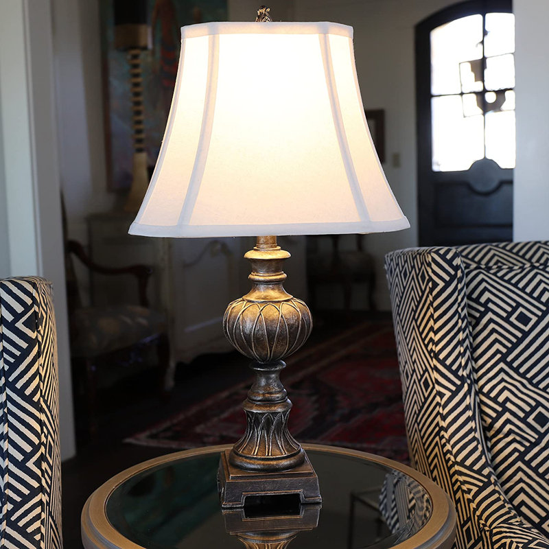Aranda Resin Table Lamp, Coffee Silvertone