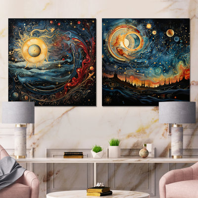 «Celestial Astrology Galaxy Collage I» - ensemble d'art mural en astrologie