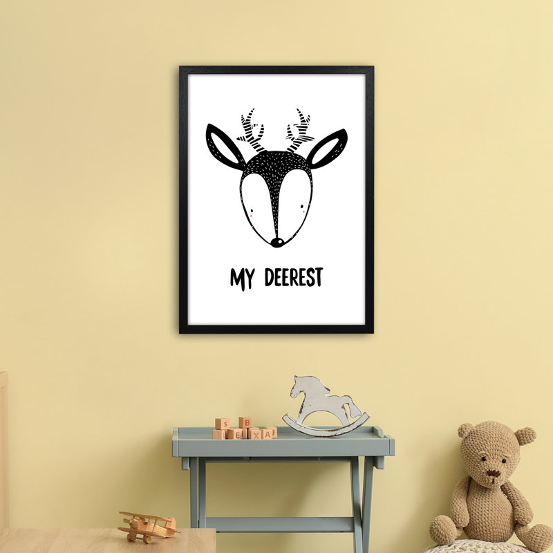 Deer by Miniofmine - Print, Brown Framed, 63cm H x 46cm W x 3cm D