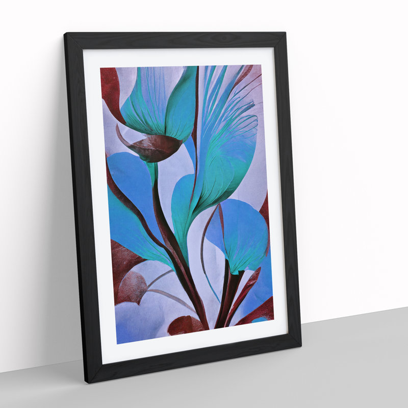 Floral Abstract No.5 - Single Picture Frame Print, Black, 64cm H x 46cm W