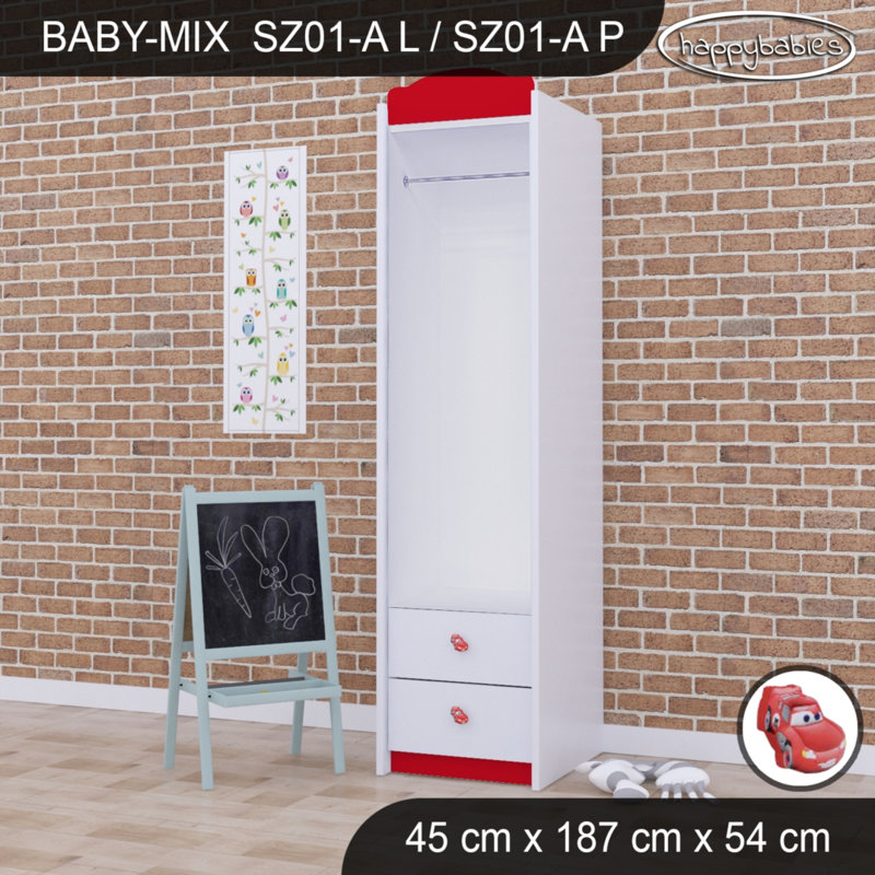 Baby Mix Car 1 Door Wardrobe, Red