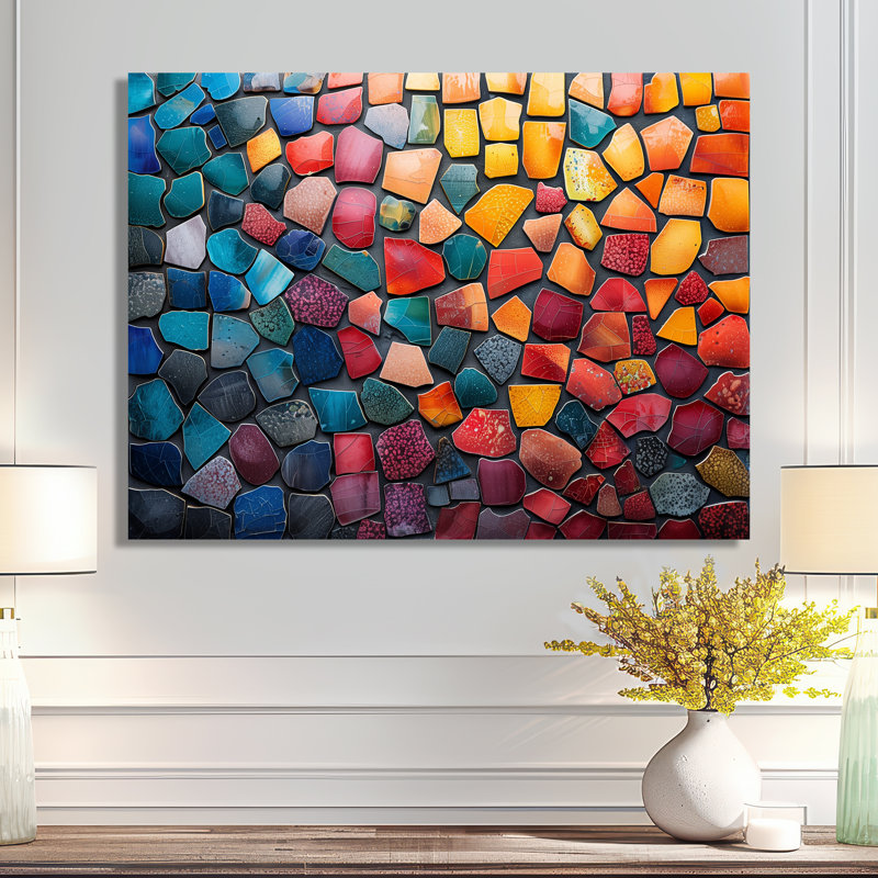 Carreaux de mosaïque colorés, beauté III - décoration murale mosaïque bohème, Métal métal, H 12 po x l 20 po