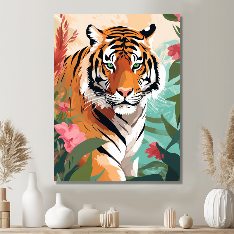 Impression d'art mural Navin - tigre, H 20 po x l 12 po x P 1 po, Toile tendue