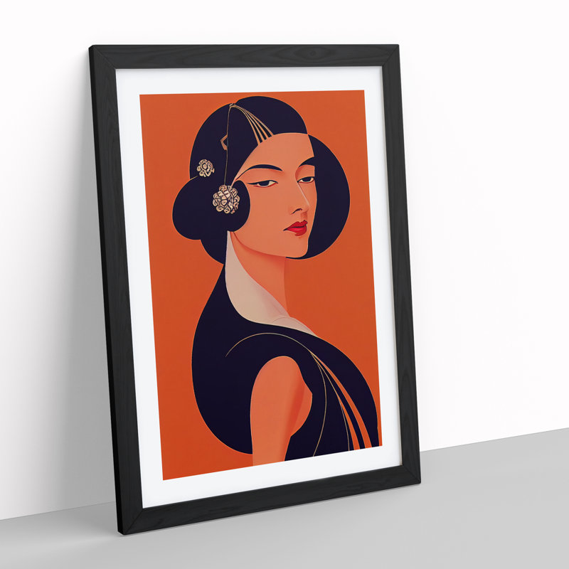 Art Deco Woman No.1 - Wall Art, Black Frame, 64cm H x 46cm W x 2cm D