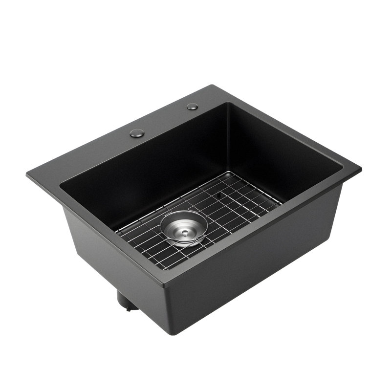 Évier de cuisine en granite de 25 po à cuve simple à montage sur le dessus pour bar pour véhicule récréatif