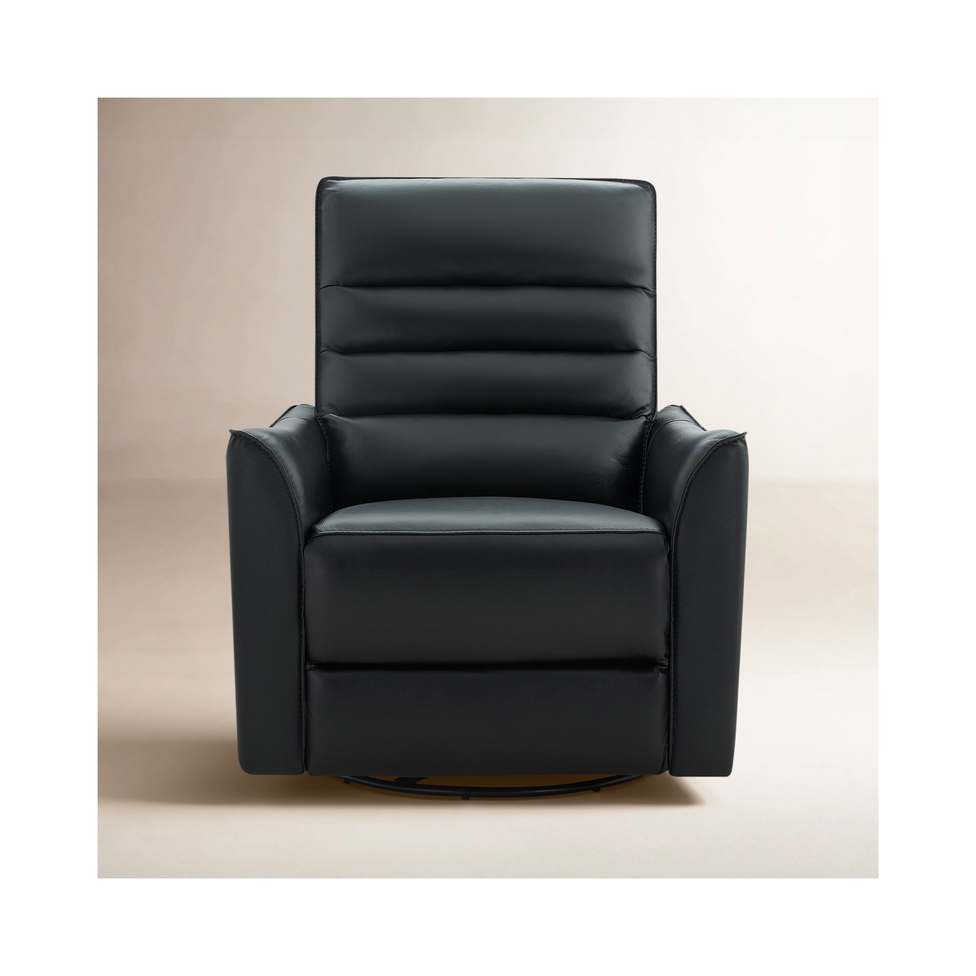 Gabi Swivel Glider Power Recliner, Florida Black Top Grain Genuine Leather
