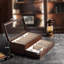  Présentoir à couteaux de poche 2 couches Holder Porte-couteaux en bois avec couvercle en verre et étui à couteaux pour collections