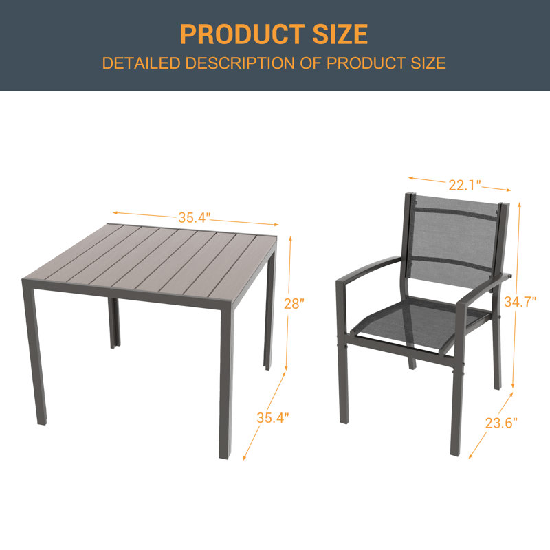 Ensemble repas de patio avec 4 chaises, Noir