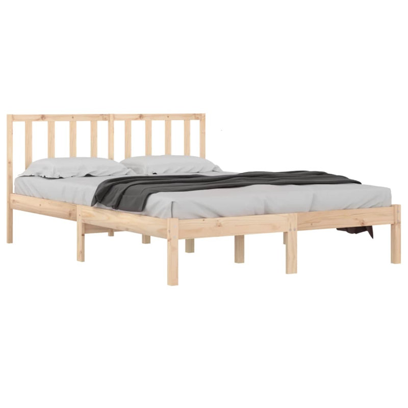 Jelisava Solid Wood Bed, 200 x 200cm, Grey