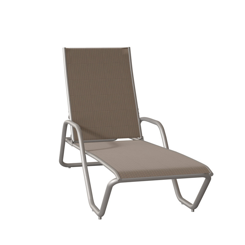 Outdoor Rust-Resistant Metal Chaise Lounge, Textured Warm Gray, Tempo