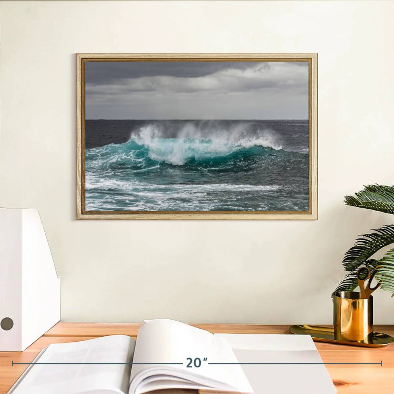 Ocean Wave Pop, Cadre flottant en bois naturel, 13 po x 9 po