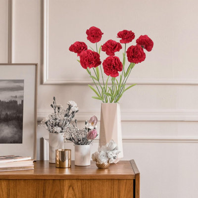 6 pièces d'œillets artificiels réalistes avec de longues fleurs de 24,8 po avec des tiges pour les bouquets de mariage