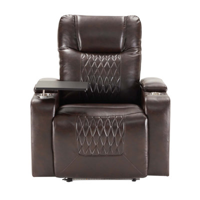 Power Motion Recliner With USB Charging, Hidden Arm Storage, And 360° Swivel Tray Table For Ultimate Comfort And Convenience