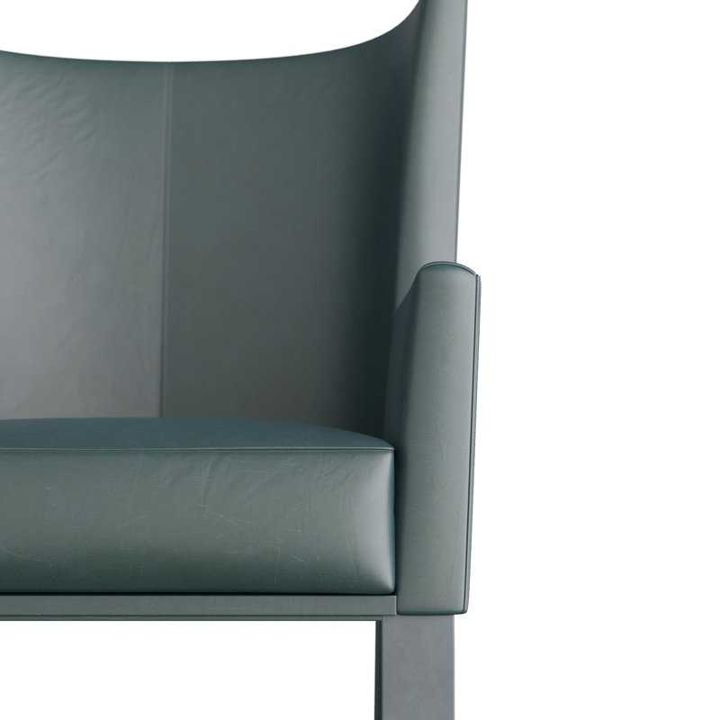 Bleu Leather Wingback Chair