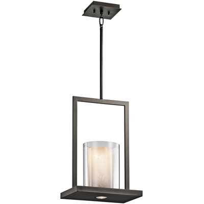 8"w Triad 2-Light Pendant Light Olde Bronze Finish with Clear and Frosted Vetro Mica Diffuser Glass Shade